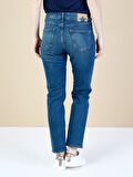 891 Maya Orta Bel Daralan Paça Slim Fit Mavi Kadın Jean Pantolon