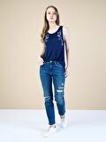 891 Maya Orta Bel Daralan Paça Slim Fit Mavi Kadın Jean Pantolon