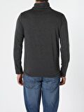 Regular Fit Yarim Balikci Erkek Antra Melanj Tshirt U.Kol