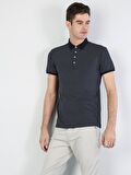 Regular Fit Polo Yaka Erkek Lacivert Polo Kısa Kol