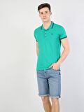 Slim Fit Polo Yaka Erkek Yeşil Polo Kısa Kol