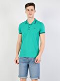 Slim Fit Polo Yaka Erkek Yeşil Polo Kısa Kol
