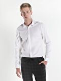  Super Slim Fit Shirt Neck Erkek Beyaz Uzun Kol Gömlek