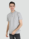 Regular Fit Gri Erkek Polo Yaka Kısa Kol Tişört
