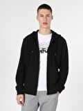 Regular Fit Erkek Siyah Sweatshirt