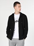 Regular Fit Erkek Siyah Sweatshirt