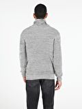 Slim Fit Sal Yaka Erkek Gri Melanj Kazak
