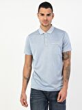 Regular Fit Polo Yaka Erkek Mavi Polo Kısa Kol