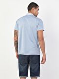 Regular Fit Polo Yaka Erkek Mavi Polo Kısa Kol