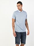 Regular Fit Polo Yaka Erkek Mavi Polo Kısa Kol