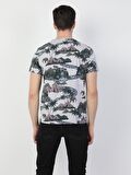 Regular Fit Bisiklet Yaka Örme Erkek Gri Melanj Kısa Kol Tişört