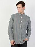  Regular Fit Shirt Neck Erkek Yeşil Uzun Kol Gömlek