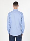 Slim Fit Koyu Mavi Erkek Uzun Kol Gömlek
