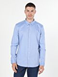 Slim Fit Koyu Mavi Erkek Uzun Kol Gömlek