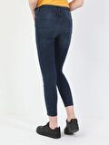 759 Lara Orta Bel Dar Paça Super Slim Fit Koyu Mavi Kadın Jean Pantolon Cl1048711