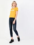 759 Lara Orta Bel Dar Paça Super Slim Fit Koyu Mavi Kadın Jean Pantolon Cl1048711