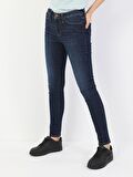 759 Lara Orta Bel Dar Paça Super Slim Fit Koyu Mavi Kadın Jean Pantolon
