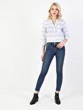 759 Lara Orta Bel Dar Paça Super Slim Fit Mavi Kadın Jean Pantolon
