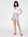  Regular Fit Düşük Bel Kadın Açık Gri Şort