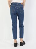 891 Maya Orta Bel Daralan Paça Slim Fit Mavi Kadın Jean Pantolon Cl1049739
