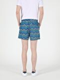  Slim Fit Orta Bel Erkek Mavi Deniz Şortu