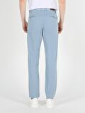 Slim Fit Orta Bel Düz Paça Erkek Açık Mavi Pantolon