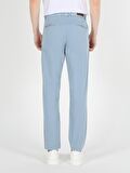 Slim Fit Orta Bel Düz Paça Erkek Açık Mavi Pantolon