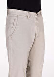 Slim Fit Orta Bel Düz Paça Erkek Bej  Pantolon