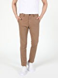 Slim Fit Orta Bel Kahverengi Erkek Pantolon