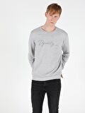 Regular Fit Erkek Gri Melanj Sweatshirt