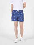  Slim Fit Orta Bel Erkek Mavi Deniz Şortu