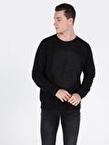 Regular Fit Erkek Siyah Sweatshirt