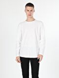 Regular Fit Bisiklet Yaka Erkek Beyaz Tshirt U.Kol