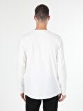 Regular Fit Bisiklet Yaka Erkek Beyaz Tshirt U.Kol