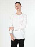 Regular Fit Bisiklet Yaka Erkek Beyaz Tshirt U.Kol