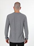 Regular Fit Bisiklet Yaka Erkek Gri Melanj Tshirt U.Kol