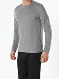 Regular Fit Bisiklet Yaka Erkek Gri Melanj Tshirt U.Kol