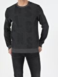 Slim Fit Bisiklet Yaka Erkek Antrasit Kazak