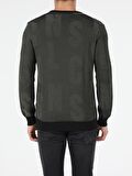 Slim Fit Bisiklet Yaka Erkek Haki Kazak