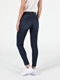 759 Lara Orta Bel Dar Paça Super Slim Fit Koyu Mavi Kadın Jean Pantolon Cl1053657
