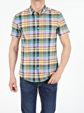Slim Fit Shirt Neck Erkek Kısa Kol Gömlek