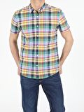 Slim Fit Shirt Neck Erkek Kısa Kol Gömlek