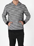 Regular Fit Kapüşonlu Desenli Gri Erkek Sweatshirt