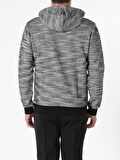 Regular Fit Kapüşonlu Desenli Gri Erkek Sweatshirt