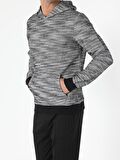 Regular Fit Kapüşonlu Desenli Gri Erkek Sweatshirt