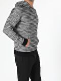 Regular Fit Kapüşonlu Desenli Gri Erkek Sweatshirt
