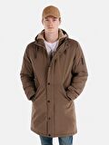 Regular Fit Normal Kesim Kapüşonlu Cep Detaylı Bej Erkek Kaban Cl1055715