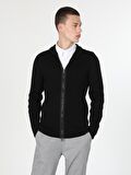 Slim Fit Siyah Erkek Hırka
