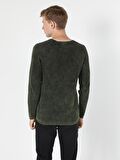 Slim Fit Haki Erkek Kazak