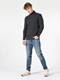 Slim Fit Balıkçı Yaka Antrasit Erkek Kazak